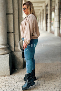 Kurze Wildlederjacke SABINE Beige mit Bündchen