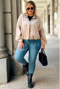 Kurze Wildlederjacke SABINE Beige mit Bündchen