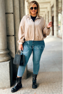 Kurze Wildlederjacke SABINE Beige mit Bündchen