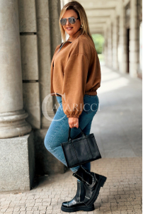 SABINE Kurze Wildlederjacke Karamell mit Bund | 119 zł