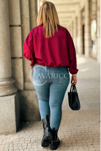 Kurze Wildlederjacke SABINE in Bordeaux mit Bündchen