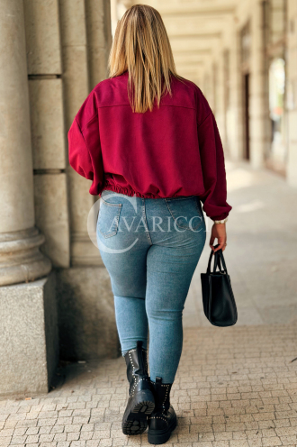 Kurze Wildlederjacke SABINE in Bordeaux mit Bündchen