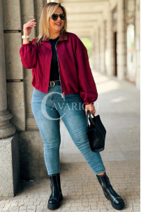 Kurze Wildlederjacke SABINE in Bordeaux mit Bündchen
