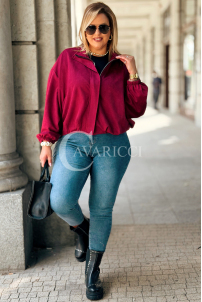 Kurze Wildlederjacke SABINE in Bordeaux mit Bündchen