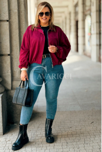 Kurze Wildlederjacke SABINE in Bordeaux mit Bündchen