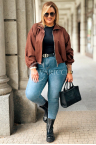 SABINE Kurze Wildlederjacke mit Bündchen in Schokoladenbraun
