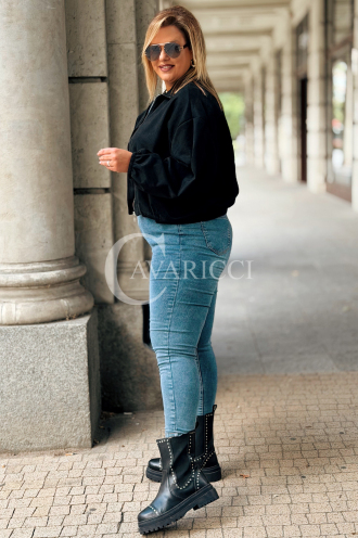 Schwarze Kurze Wildlederjacke mit Bündchen | SABINE