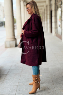 Eleganter Bouclé-Mantel ERIKA in Bordeaux | Knöpfe
