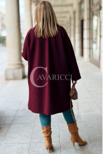 Eleganter Bouclé-Mantel ERIKA in Bordeaux | Knöpfe