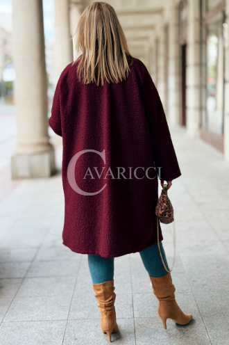 Eleganter Bouclé-Mantel ERIKA in Bordeaux | Knöpfe