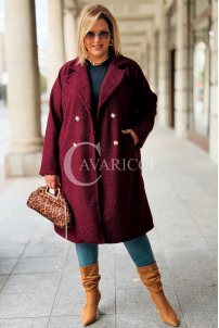 Eleganter Bouclé-Mantel ERIKA in Bordeaux | Knöpfe
