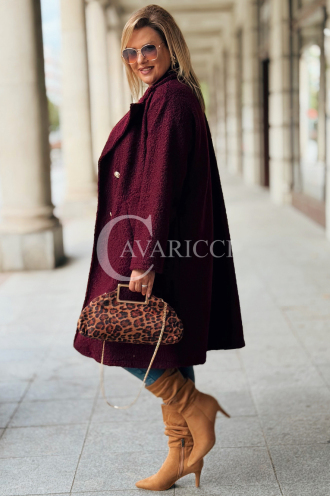 Eleganter Bouclé-Mantel ERIKA in Bordeaux | Knöpfe