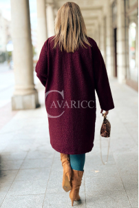 Eleganter Bouclé-Mantel ERIKA in Bordeaux | Knöpfe