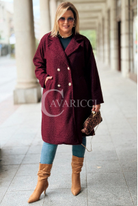 Eleganter Bouclé-Mantel ERIKA in Bordeaux | Knöpfe