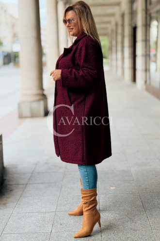 Eleganter Bouclé-Mantel ERIKA in Bordeaux | Knöpfe