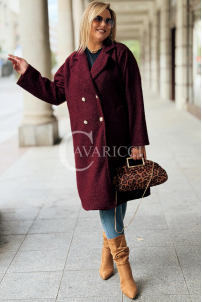 Eleganter Bouclé-Mantel ERIKA in Bordeaux | Knöpfe
