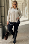 ROMILDA Hemdbluse mit plissiertem Rücken und Knöpfen in Beige