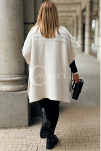 ELEONORE Steppweste Poncho mit Reißverschluss Ecru