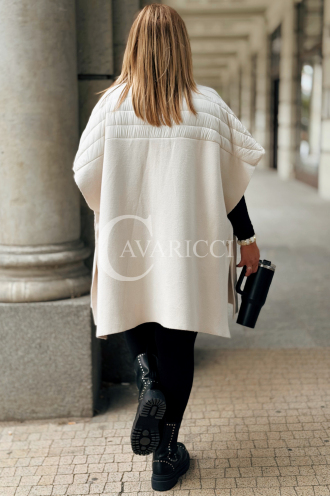 ELEONORE Steppweste Poncho mit Reißverschluss Ecru