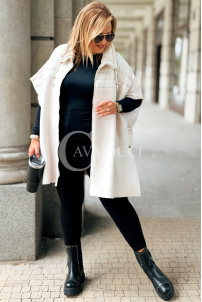 ELEONORE Steppweste Poncho mit Reißverschluss Ecru
