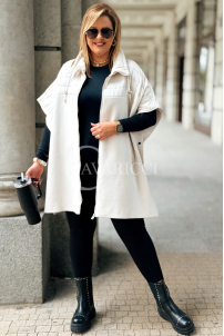 ELEONORE Steppweste Poncho mit Reißverschluss Ecru