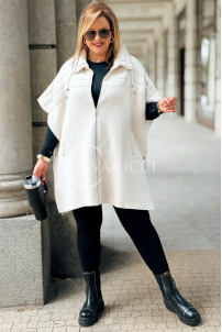 ELEONORE Steppweste Poncho mit Reißverschluss Ecru