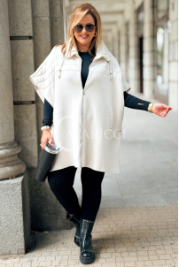 ELEONORE Steppweste Poncho mit Reißverschluss Ecru