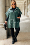 ELEONORE Steppweste Poncho Aufknöpfbar mit Steppung und Taschen in Flaschengrün