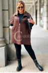 ELEONORE Steppweste Poncho zum Aufknöpfen mit Steppung und Taschen in Schokoladenbraun