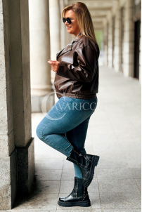 KARLA Leder-Bikerjacke Hellschokolade mit Reißverschluss