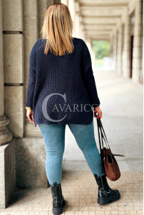 Marineblauer Oversize-Pullover Damen Plus Size HANNA