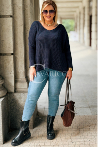 Marineblauer Oversize-Pullover Damen Plus Size HANNA