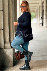 Marineblauer Oversize-Pullover Damen Plus Size HANNA