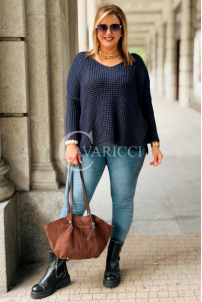 Marineblauer Oversize-Pullover Damen Plus Size HANNA