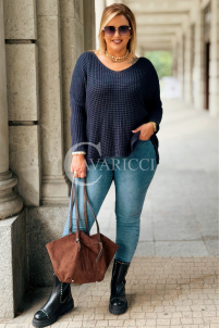 Marineblauer Oversize-Pullover Damen Plus Size HANNA