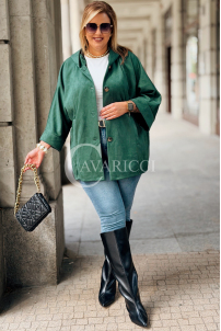 VERNA Wildlederjacke mit Kapuze | Flaschengrün