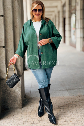 VERNA Wildlederjacke mit Kapuze | Flaschengrün
