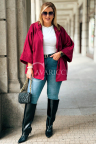 VERNA Wildlederjacke mit Kapuze, Knöpfen und Taschen in Bordeauxrot