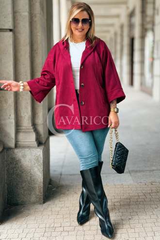 VERNA Wildleder-Kapuzenjacke Bordeaux | Stil und Komfort