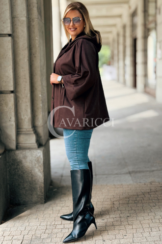 VERNA Wildlederjacke mit Kapuze Schokoladenbraun