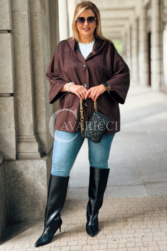 VERNA Wildlederjacke mit Kapuze Schokoladenbraun