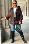 VERNA Wildlederjacke mit Kapuze Knöpfe und Taschen in Schokoladenbraun