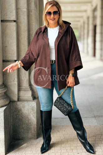 VERNA Wildlederjacke mit Kapuze Schokoladenbraun