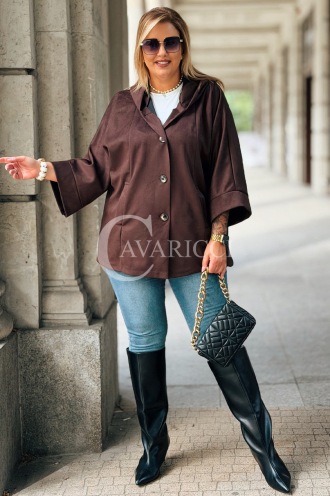 VERNA Wildlederjacke mit Kapuze Schokoladenbraun