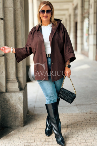 VERNA Wildlederjacke mit Kapuze Schokoladenbraun