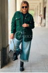 FLORENTINE Damen-Bouclé-Jacke mit Kragen und Taschen in Flaschengrün