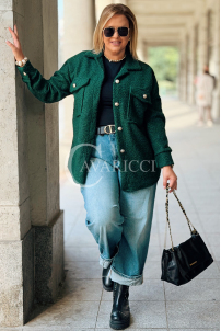 Florentine Damen Bouclé-Jacke in Flaschengrün | Elegant