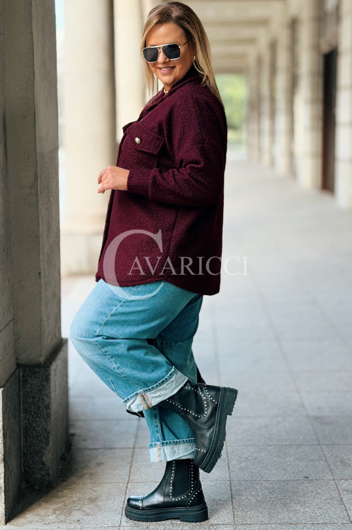 FLORENTINE Damen Bouclé-Jacke Bordeaux – Eleganz für jeden Tag