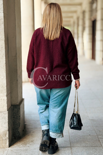 FLORENTINE Damen Bouclé-Jacke Bordeaux – Eleganz für jeden Tag