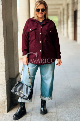 FLORENTINE Damen Bouclé-Jacke Bordeaux – Eleganz für jeden Tag